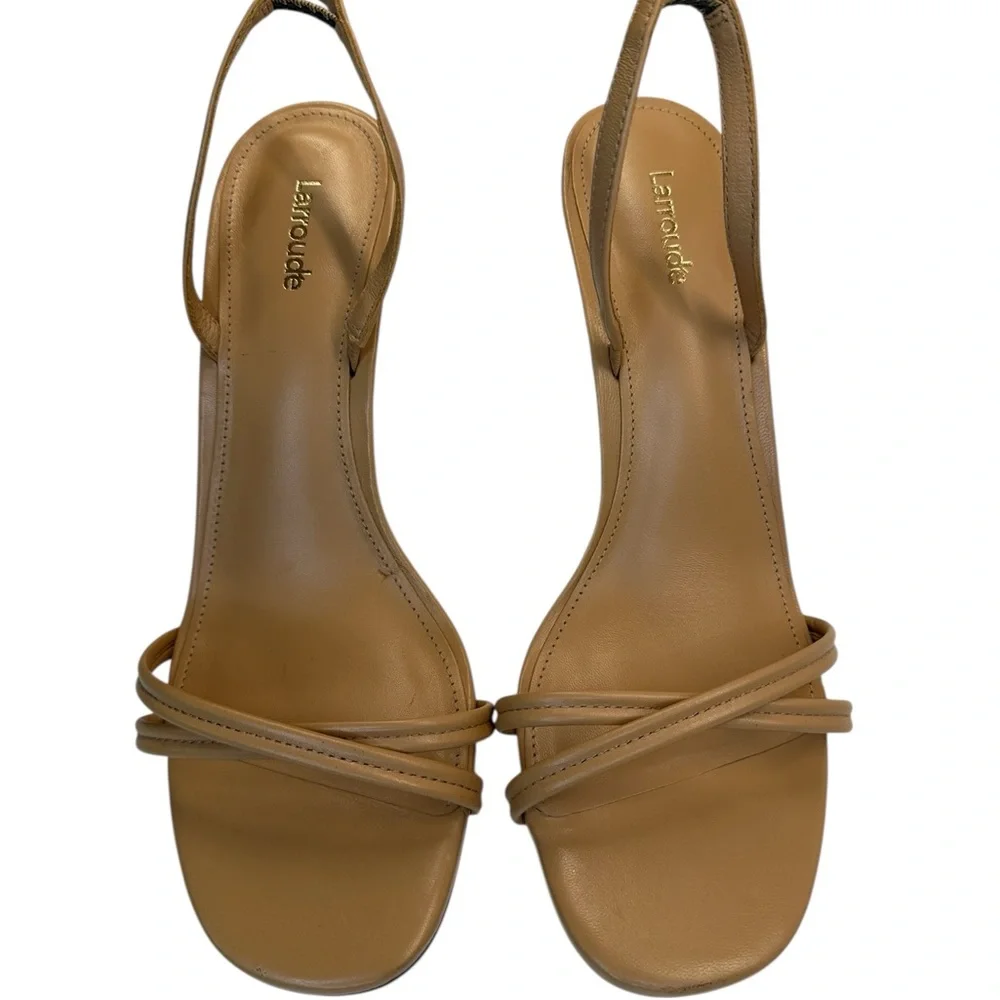 Larroude Annie Tan Leather Heel Sandal. Sz: 10
